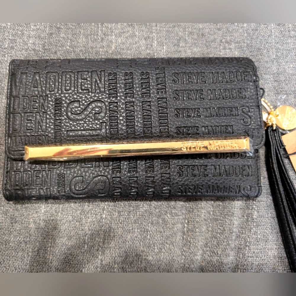 Steve Madden Logobar Trifold Long Wallet, 8x4.5", Retail $44, NWT